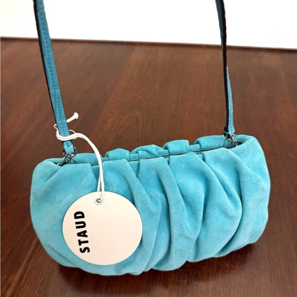 NWT STAUD Bean Convertible Suede Shoulder Bag in Crystal Water fall, Turquoise - Picture 12 of 14
